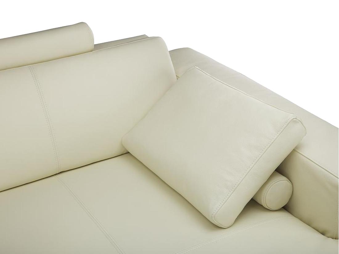 Vente Unique Grand Canapé D'angle Droit Panoramique En Cuir Supérieur Ivoire DONATELLO II