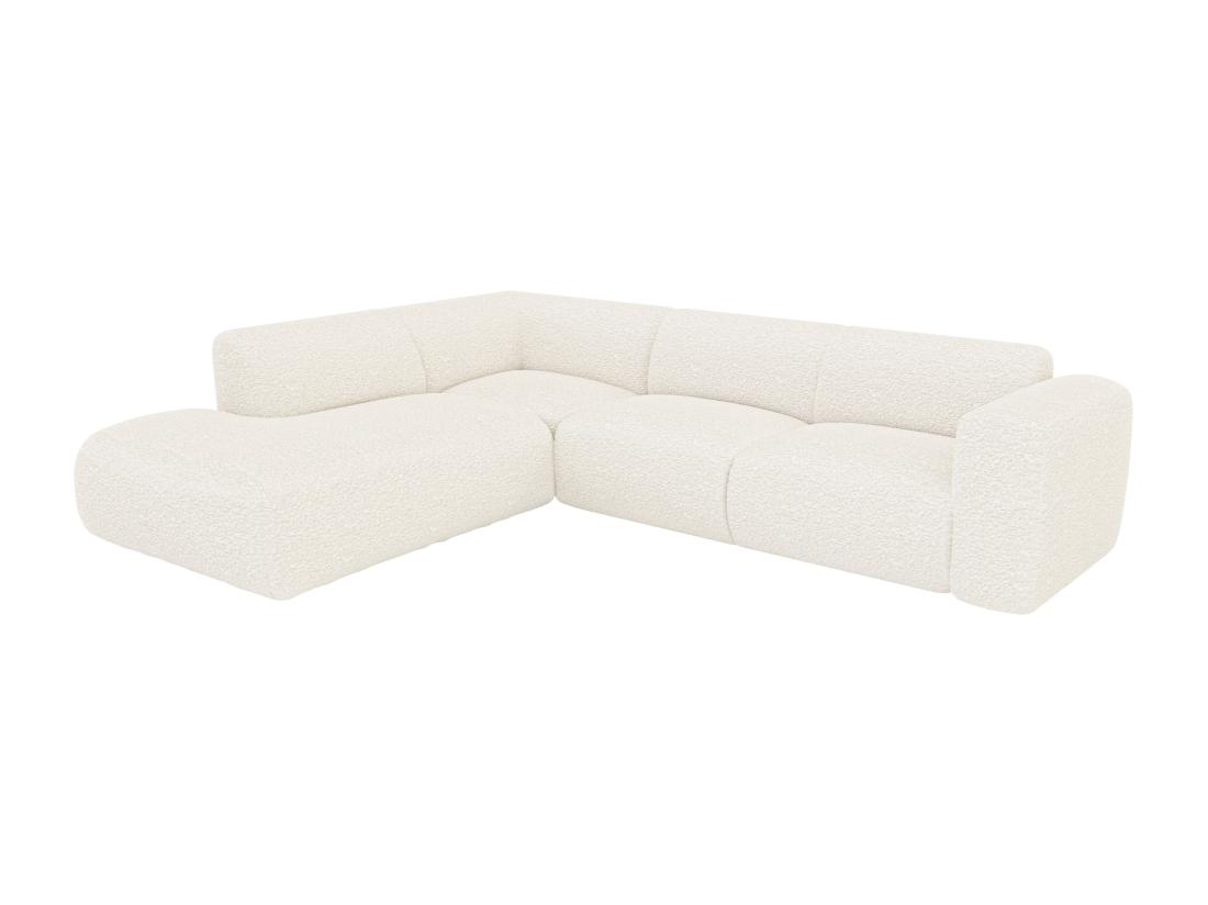Vente Unique Grand Canapé D'angle Gauche Avec Dossier Méridienne En Tissu Bouclette Blanc POGNI De Maison Céphy