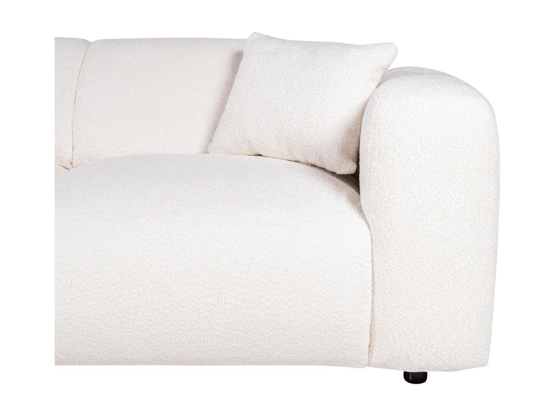 Vente Unique Grand Canapé D'angle Gauche En Tissu Bouclette Blanc POGNI De Maison Céphy
