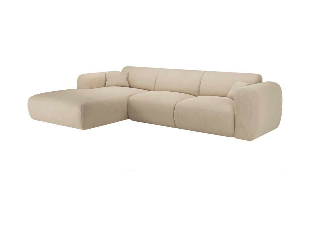 Vente Unique Grand Canapé D'angle Gauche En Tissu Texturé Beige POGNI De Maison Céphy