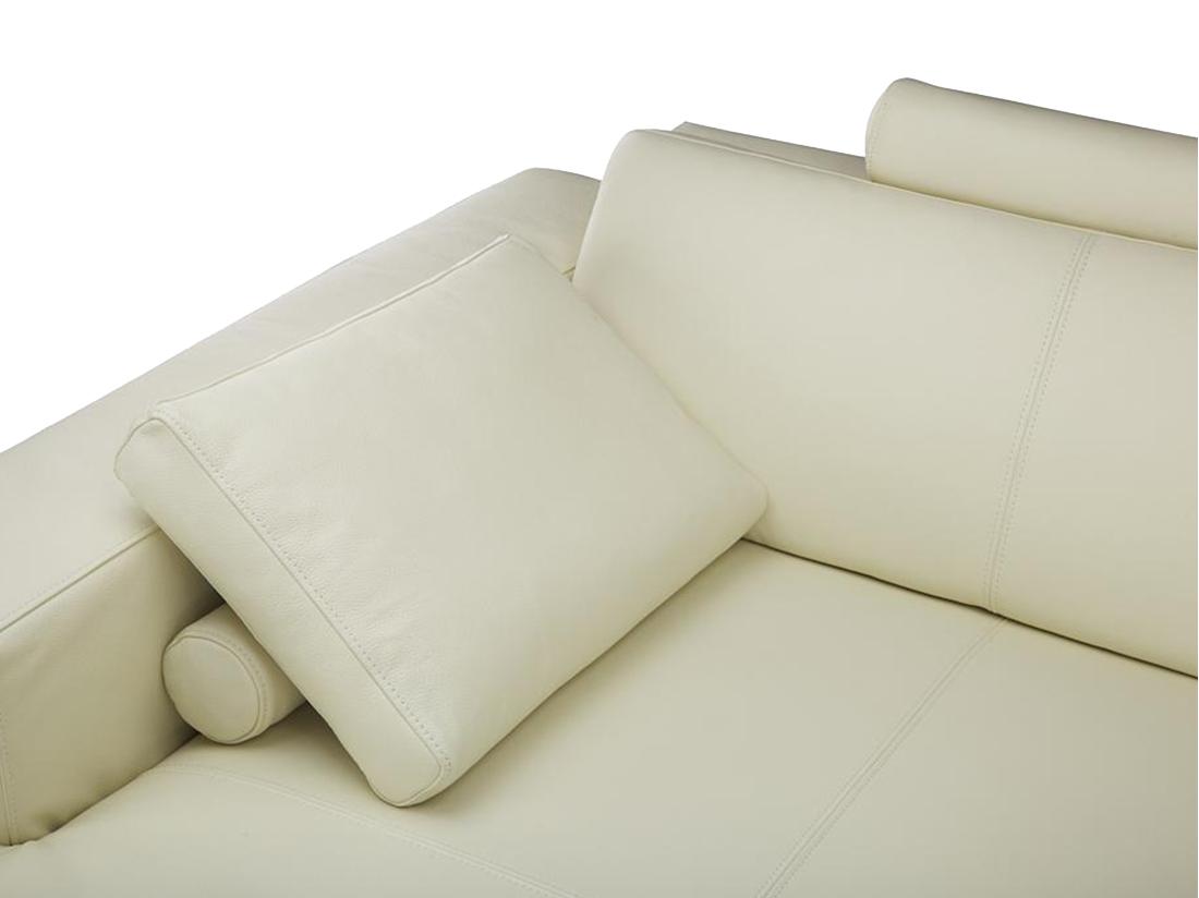 Vente Unique Grand Canapé D'angle Gauche Panoramique En Cuir Supérieur Ivoire DONATELLO II