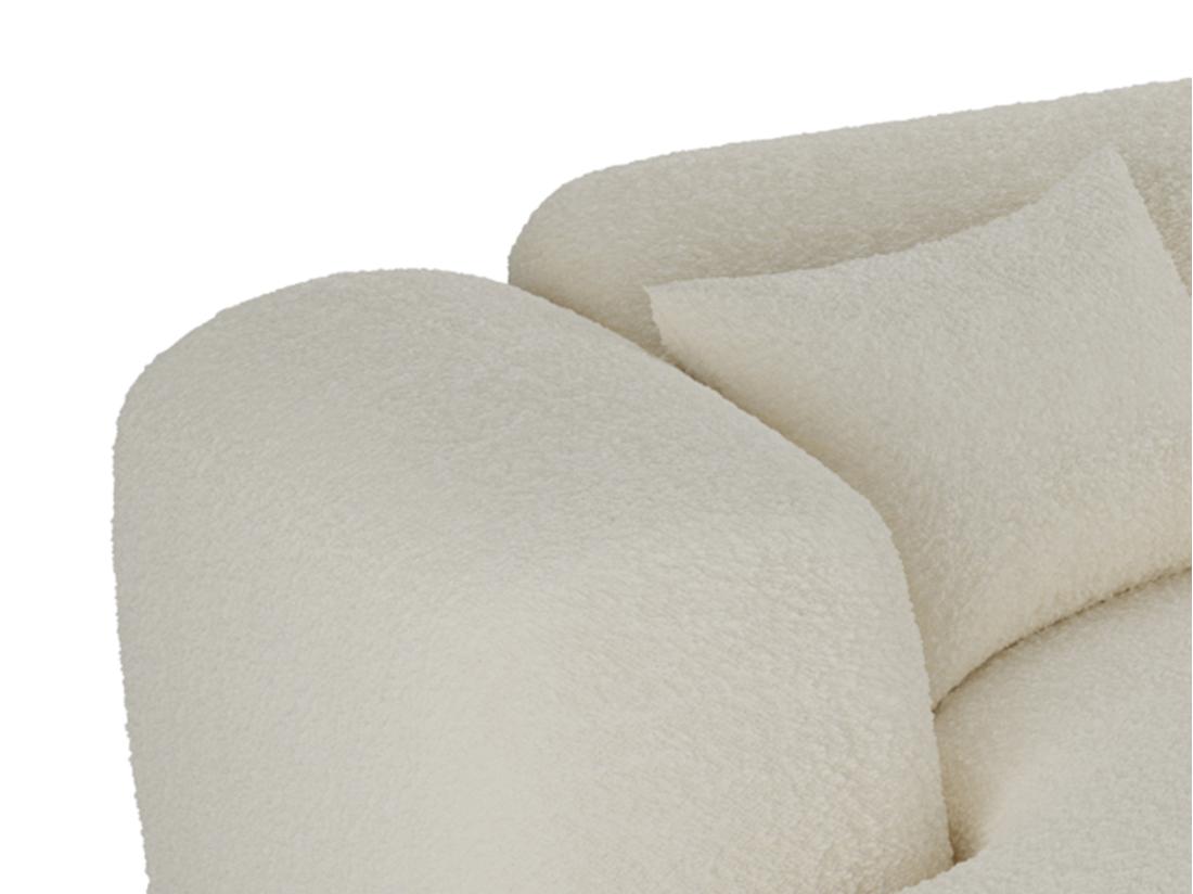 Vente Unique Grand Canapé D'angle Panoramique En Tissu Bouclette Blanc POGNI De Maison Céphy