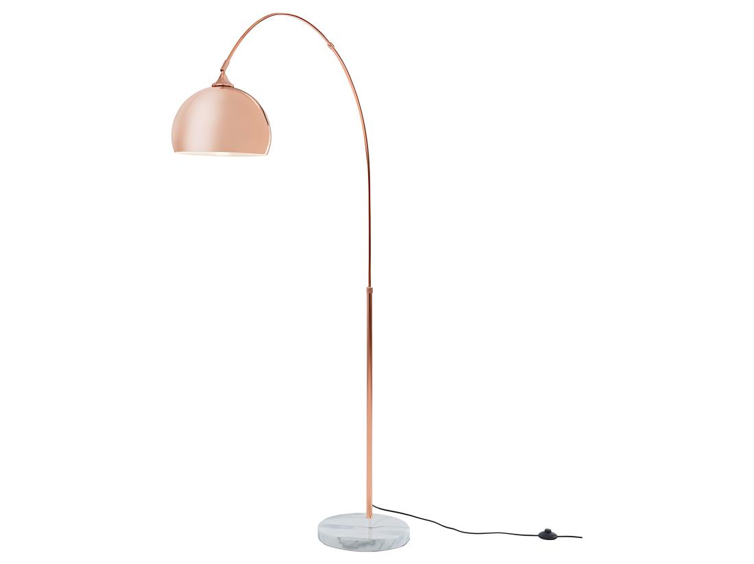 Vente Unique Grand Lampadaire Arc Style Art Déco - Métal Et Marbre - H. 180 Cm - Cuivré - OMBRAGE
