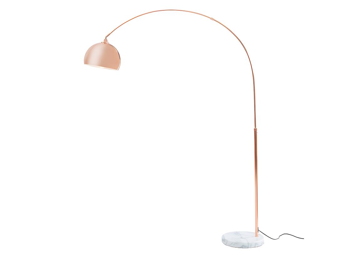 Vente Unique Grand Lampadaire Arc Style Art Déco - Métal Et Marbre - H. 180 Cm - Cuivré - OMBRAGE