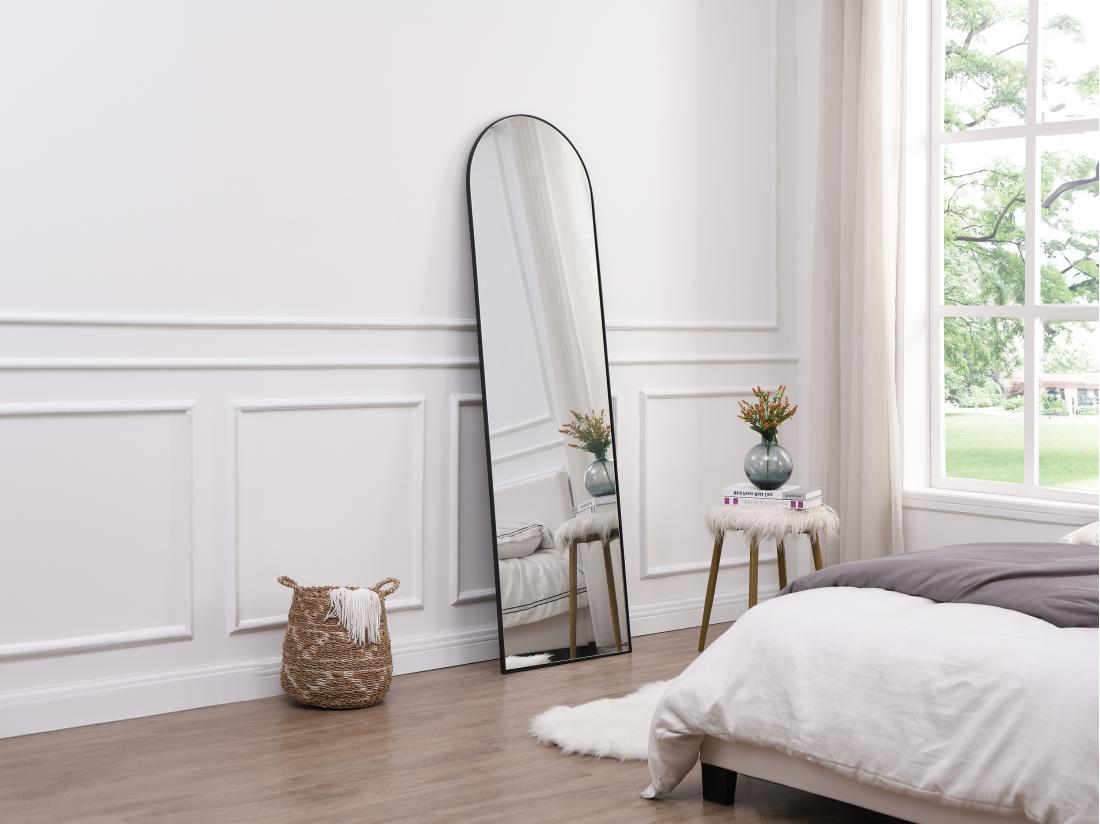 Vente Unique Grand Miroir Arche à Poser En Métal - L. 50 X H. 170 Cm - Noir - MAILEN