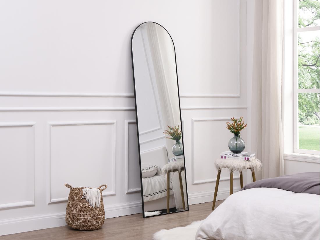 vente unique Grand miroir arche à poser en métal - L. 50 x H. 170 cm - Noir - MAILEN