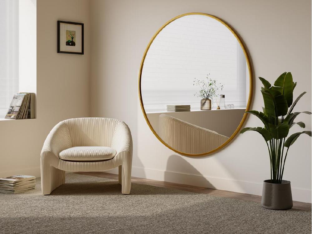 vente unique Grand miroir mural rond en métal - D. 150 cm - Doré - RONDIA