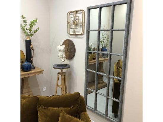 Vente Unique Grand Miroir Rectangulaire Fenêtre Bois Gris - Ouessant Interior's