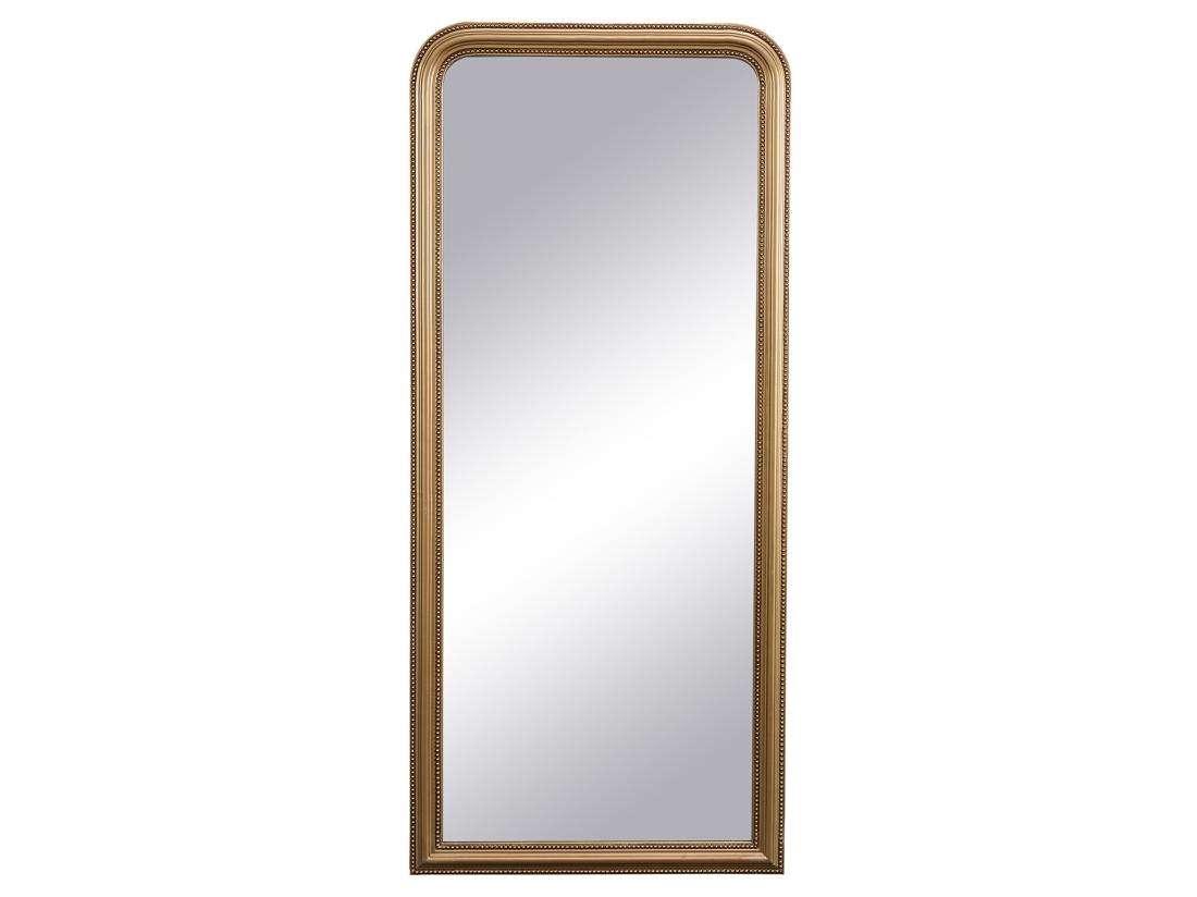 Vente Unique Grand Miroir Style Vintage En Bois De Paulownia - L. 80 X H. 180 Cm - Doré Effet Laiton- HELOISE
