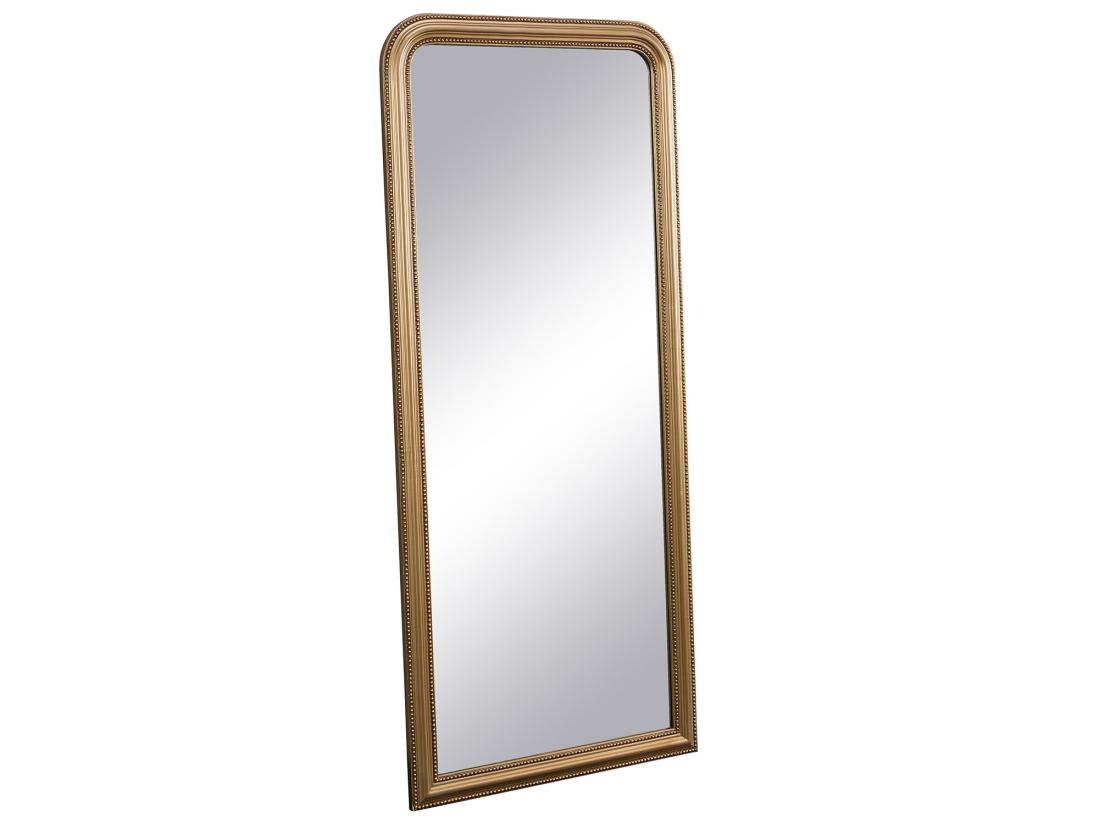 Vente Unique Grand Miroir Style Vintage En Bois De Paulownia - L. 80 X H. 180 Cm - Doré Effet Laiton- HELOISE