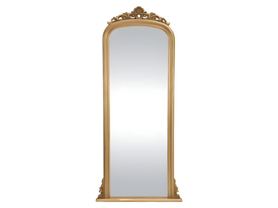 Vente Unique Grand Miroir Vintage En Bois De Paulownia - H.180 Cm - Doré - MERRY
