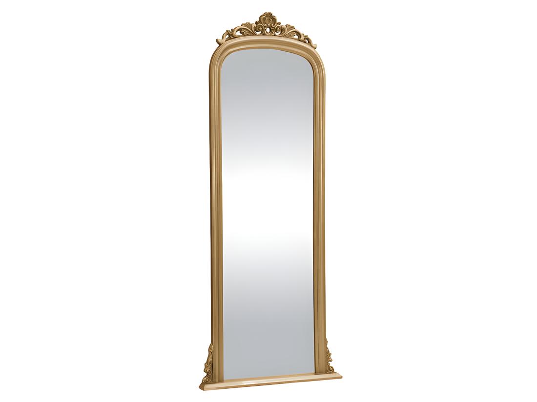 Vente Unique Grand Miroir Vintage En Bois De Paulownia - H.180 Cm - Doré - MERRY