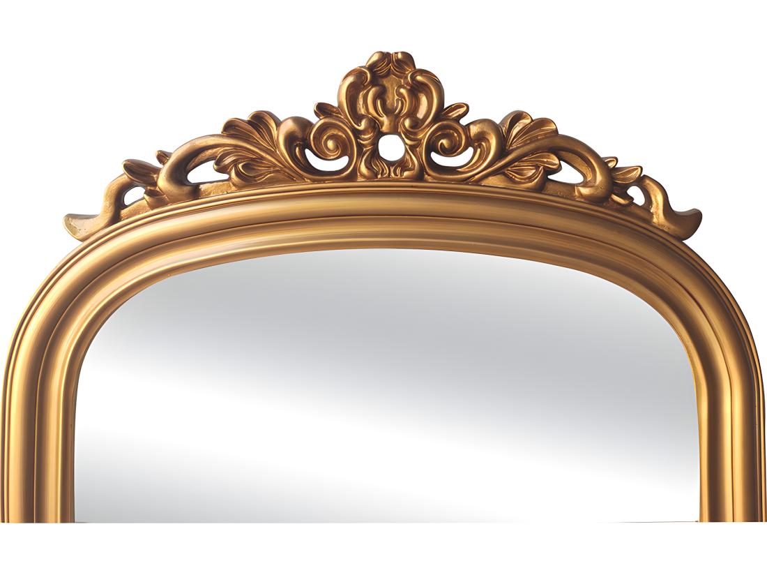Vente Unique Grand Miroir Vintage En Bois De Paulownia - H.180 Cm - Doré - MERRY