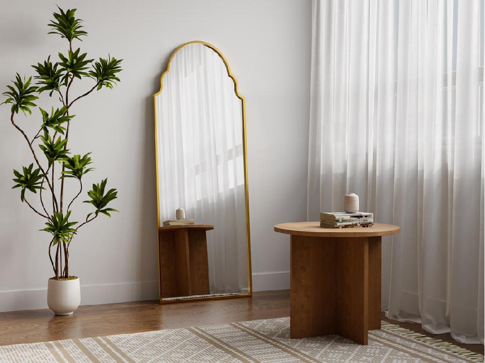 vente unique Grand miroir vintage en métal- L. 60 x H. 160 cm - Doré - KARIAN