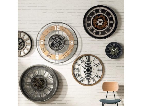 Vente Unique Grande Pendule Murale Silencieuse En Métal Et Bois D 90 Cm