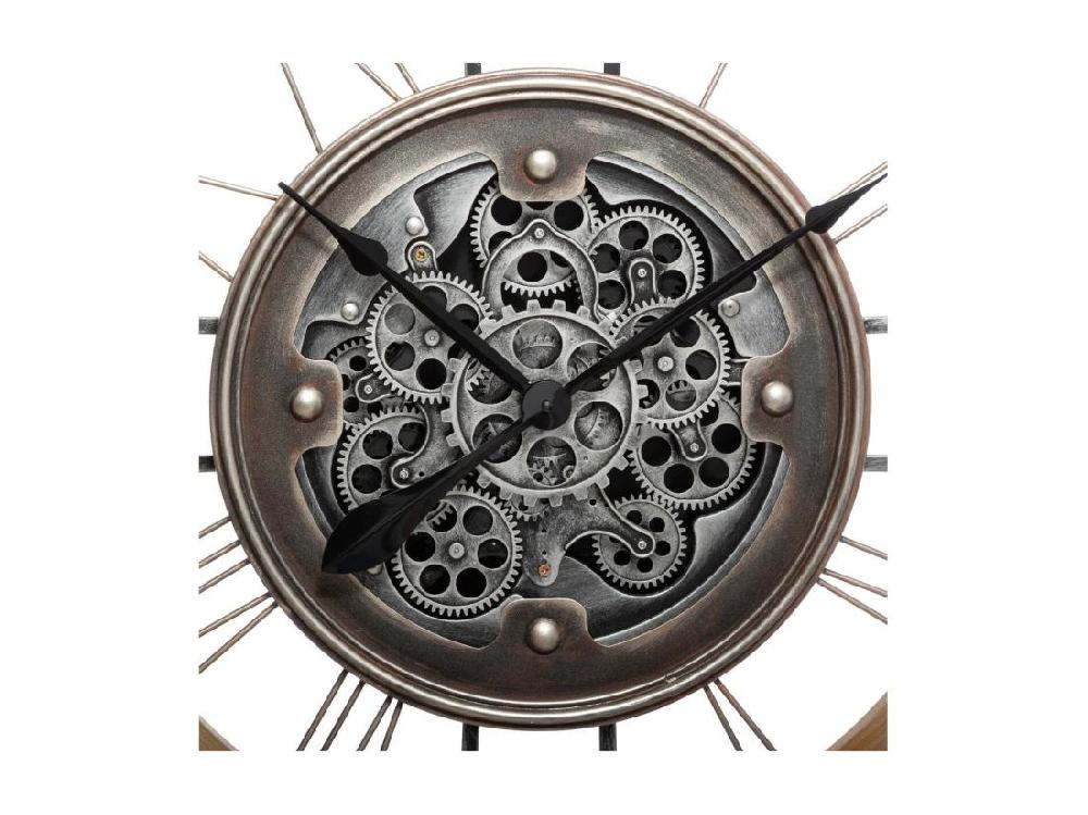 vente unique Grande Pendule murale silencieuse en Métal et Bois D 90 cm