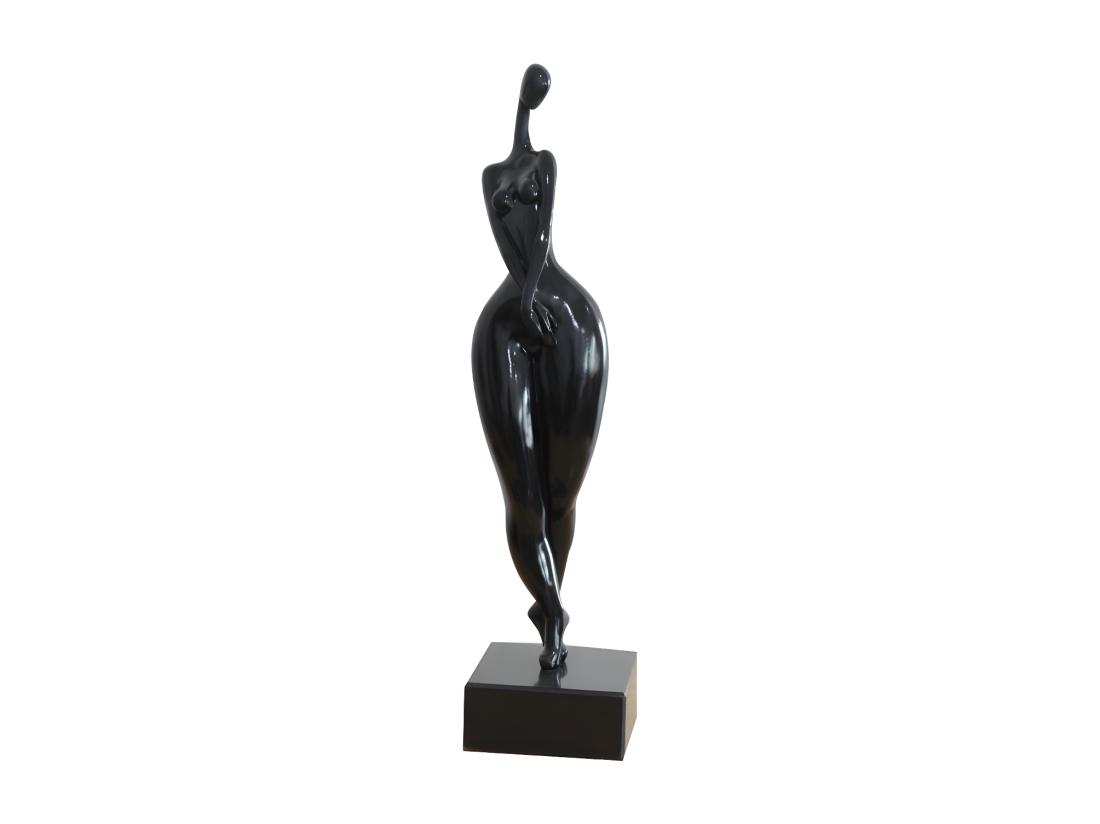vente unique Grande statue femme en résine - L. 12 x H. 50 cm - Noir - MADISON