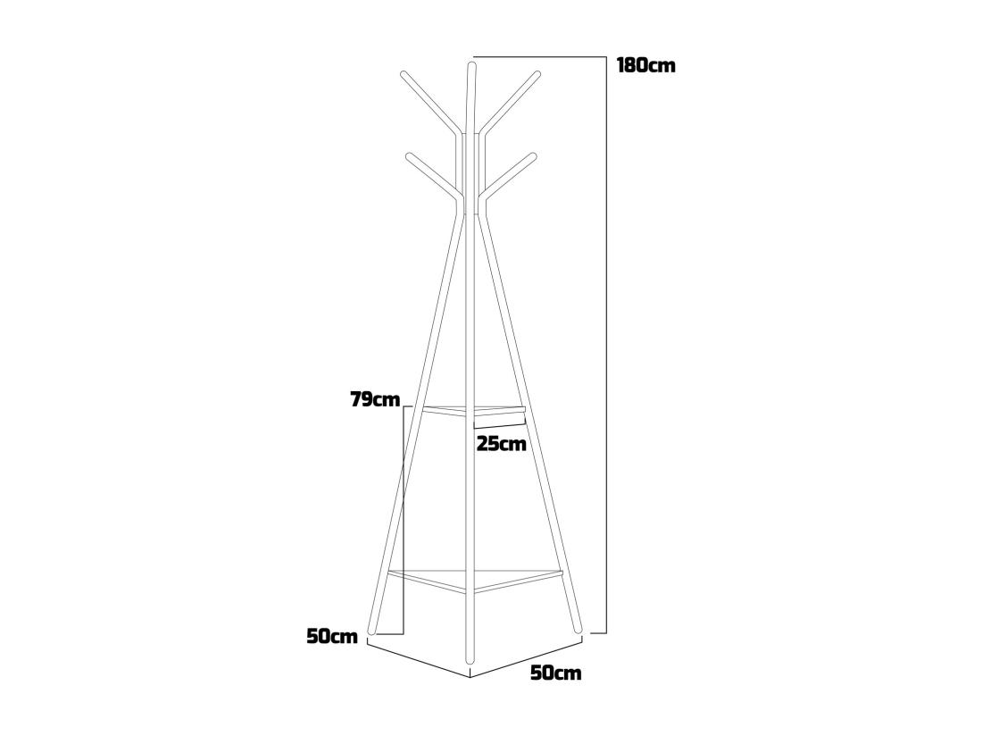 Vente Unique Gubinde - Portemanteau En Métal 180x50 Cm Avec 2 étagères En Bois