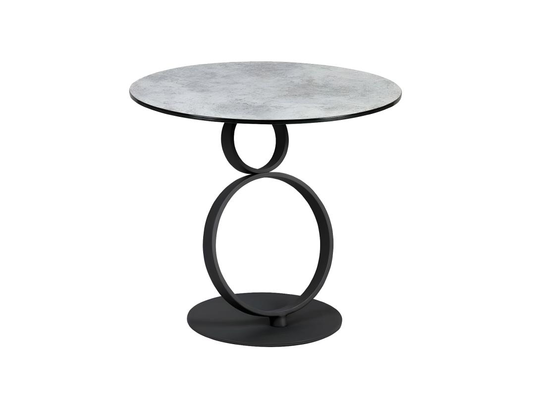 Vente Unique Guéridon Rond Métal/Verre Durci - STRATUS