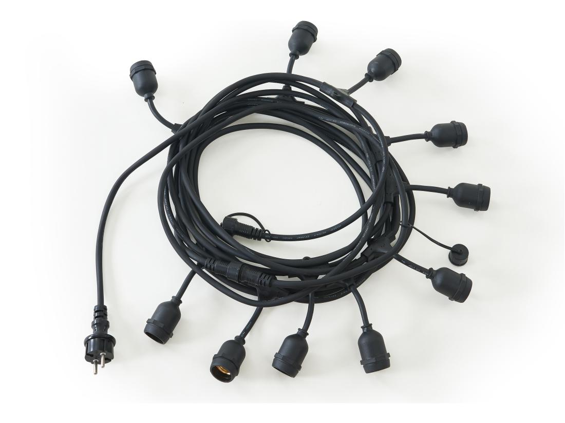 vente unique Guirlande lumineuse guinguette emboîtable - 10 ampoules ambrées - 10 mètres - BASALTE