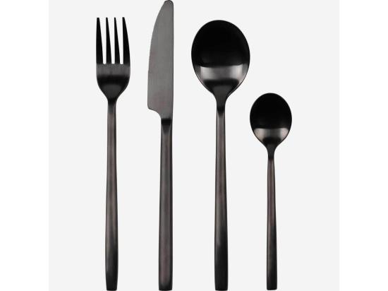 vente unique HABITAT - Ménagère 24 pièces - Inox - Noir mat - Ponton