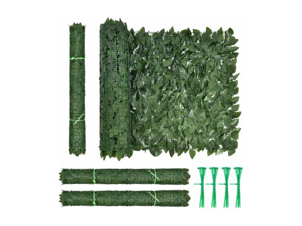 Vente Unique Haie Artificielle Brise-Vue Anti-UV 300 X 100 CM Grillage Végétal DIY Artificiel Feuillage Réaliste PE 10 Attaches Zippées