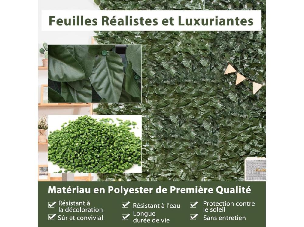 Vente Unique Haie Artificielle Brise-Vue Anti-UV 300 X 100 CM Grillage Végétal DIY Artificiel Feuillage Réaliste PE 10 Attaches Zippées