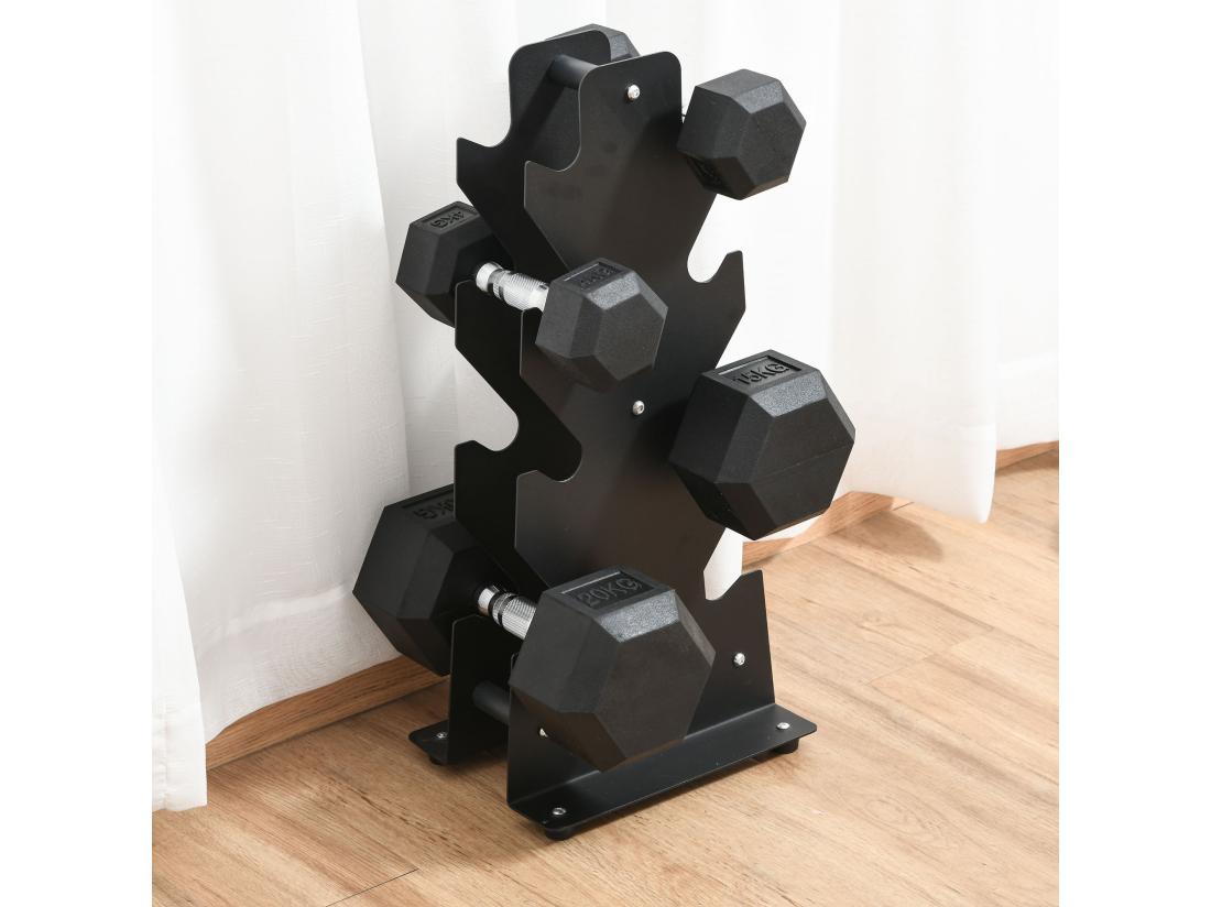 Vente Unique Haltère Courte Poids 20 Kg - Entraînement Musculaire & Haltérophilie - Acier Caoutchouc Noir