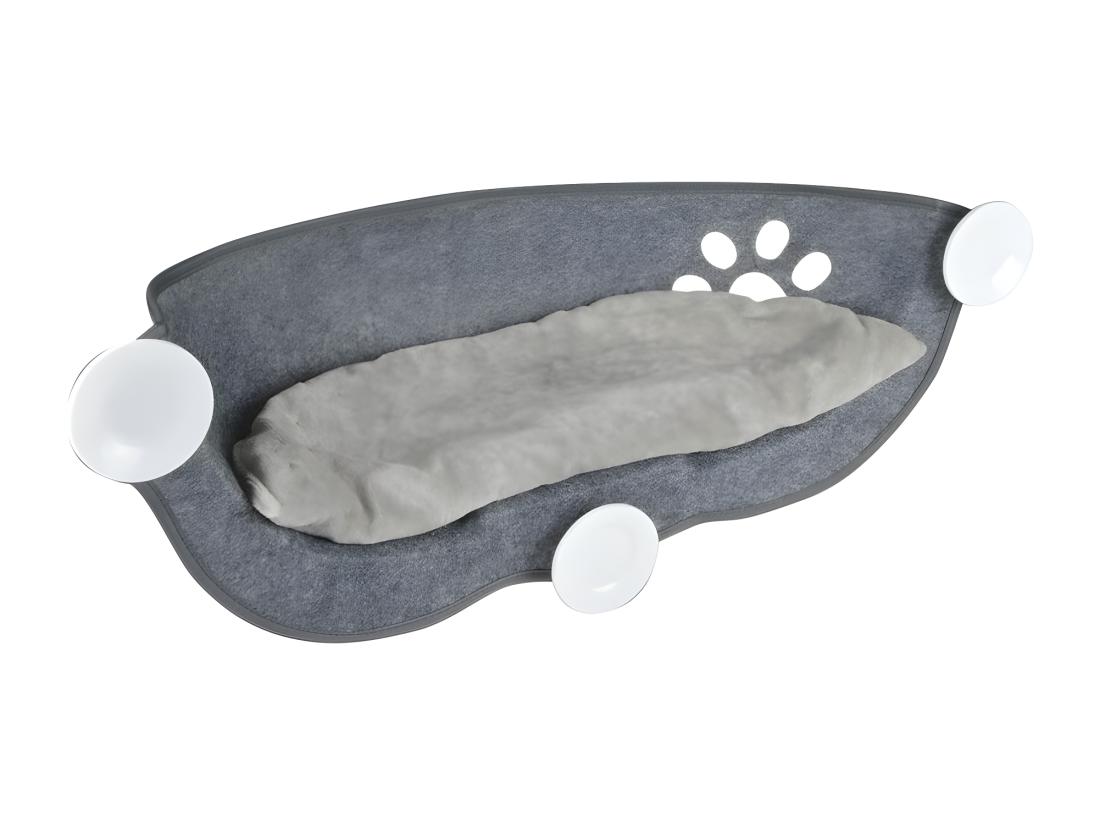 Vente Unique Hamac De Fenêtre En Feutrine - Gris - L 67 X L 25 Cm