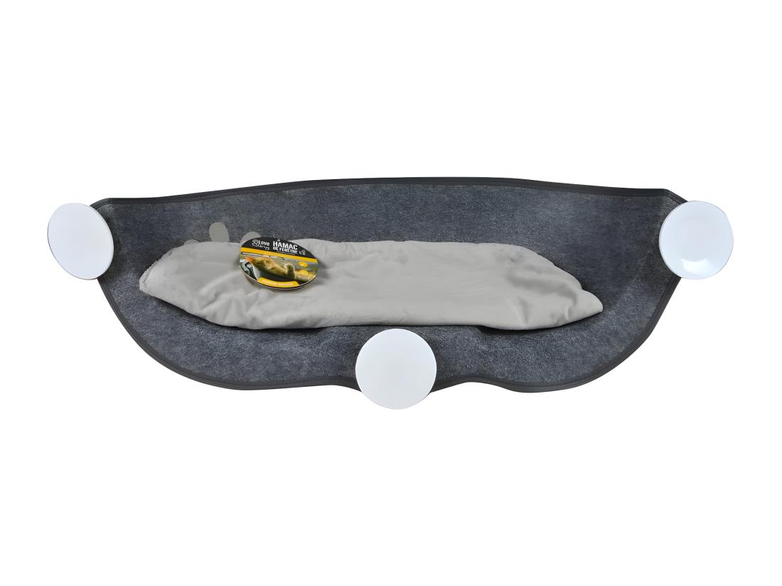Vente Unique Hamac De Fenêtre En Feutrine - Gris - L 67 X L 25 Cm