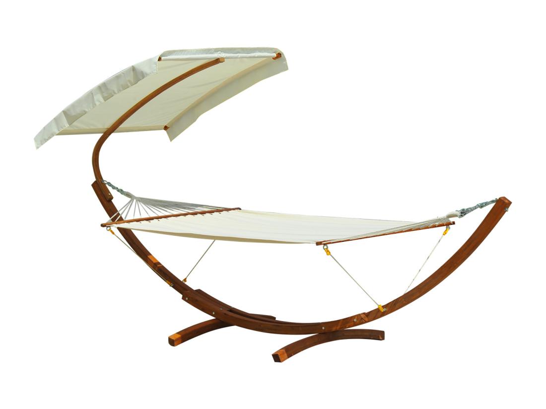 vente unique Hamac de jardin avec support en bois et parasol hamac sur pied 2 personnes max. charge max. 180 Kg
