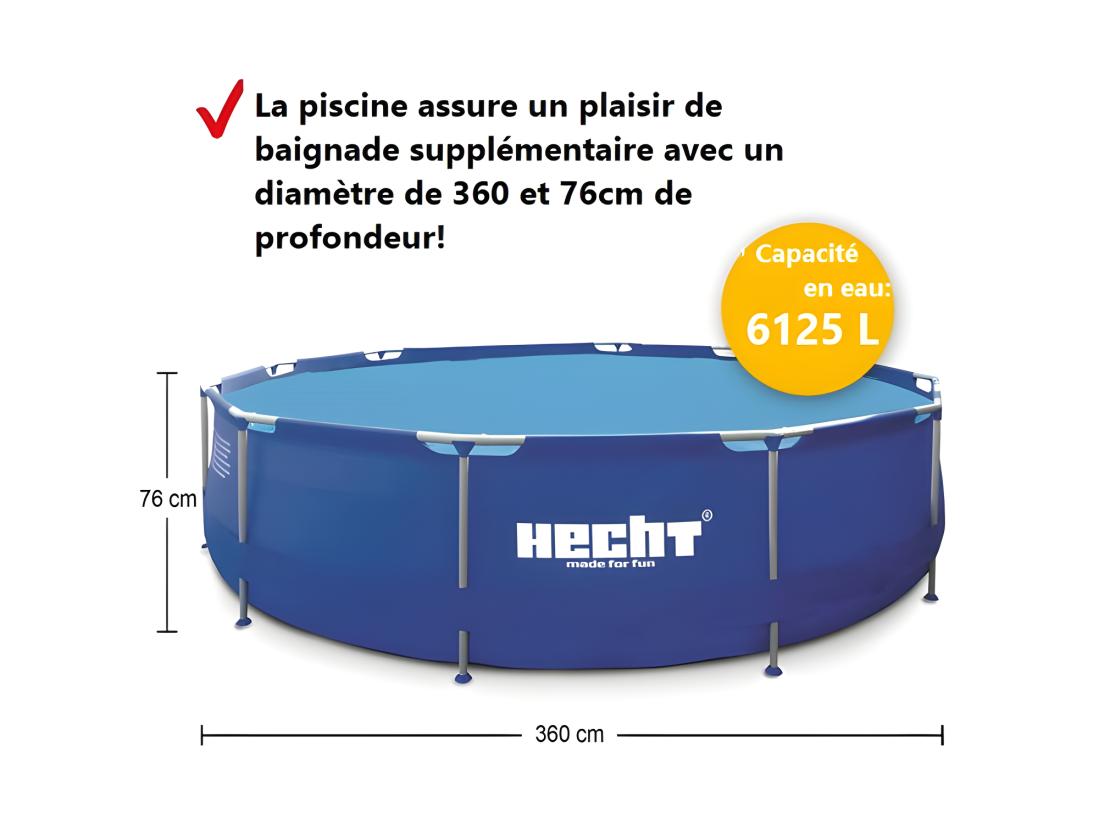 vente unique Hecht 3690 BLUESEA Grande Piscine tubulaire hors sol ronde 360x76cm (diamètre X profondeur) de haute qualité