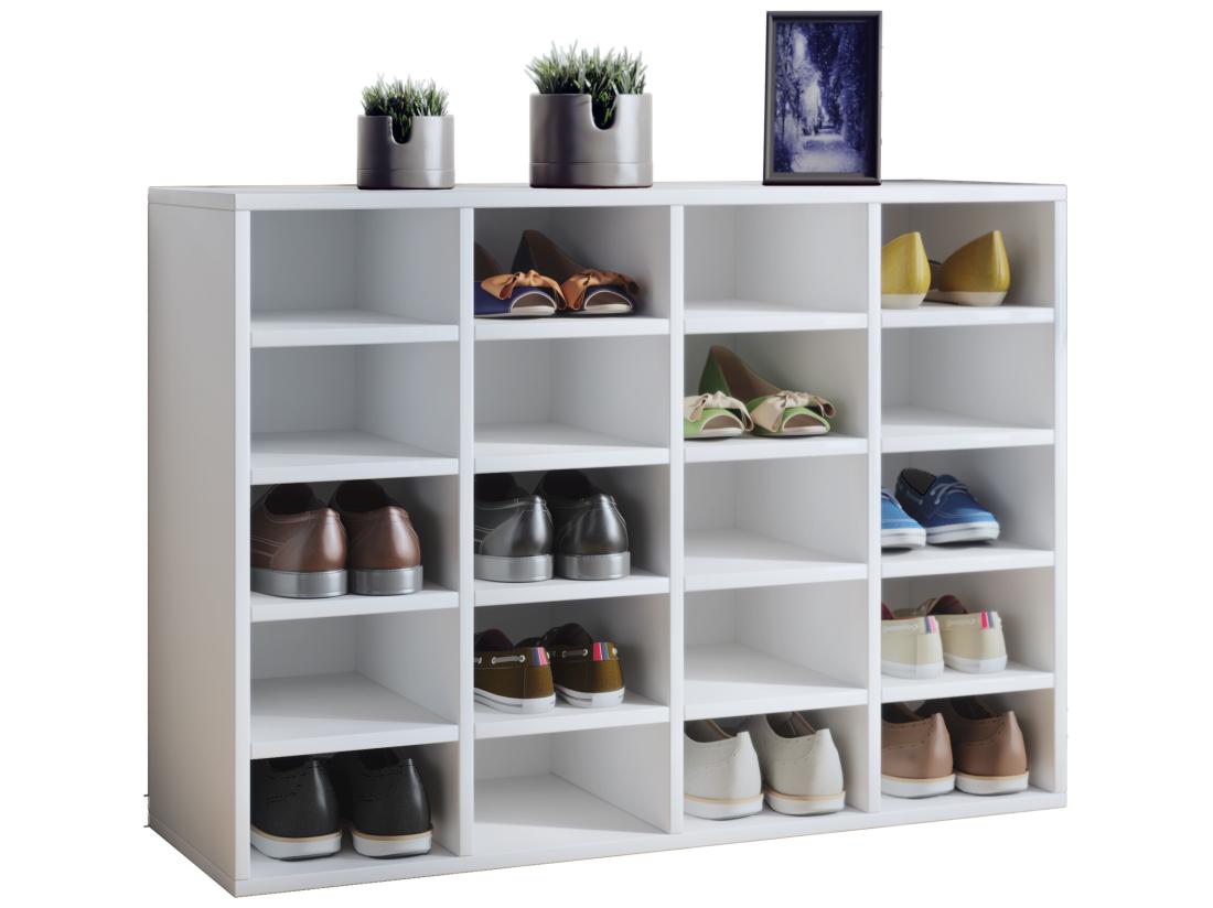 vente unique Hinsol L Armoire à chaussures à 20 compartiments blanc