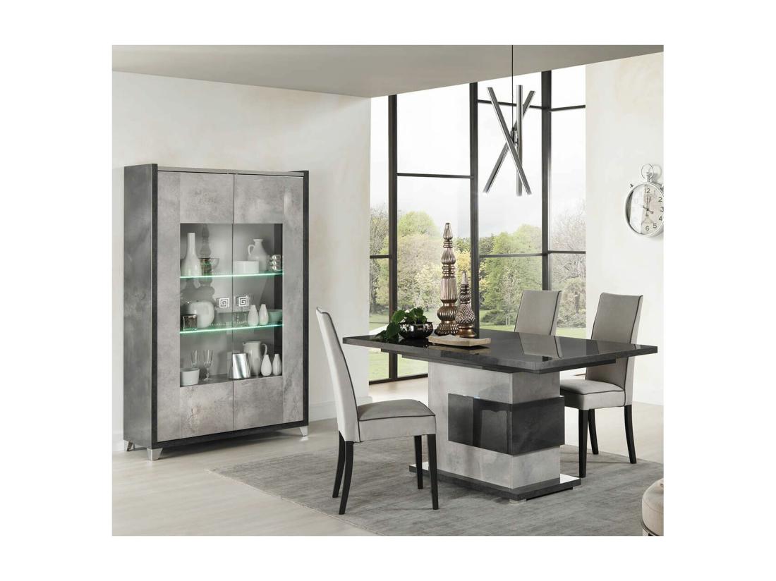 Vente Unique HOFFMAN - Vitrine 2 Portes Gris Aspect Pierre Avec Led