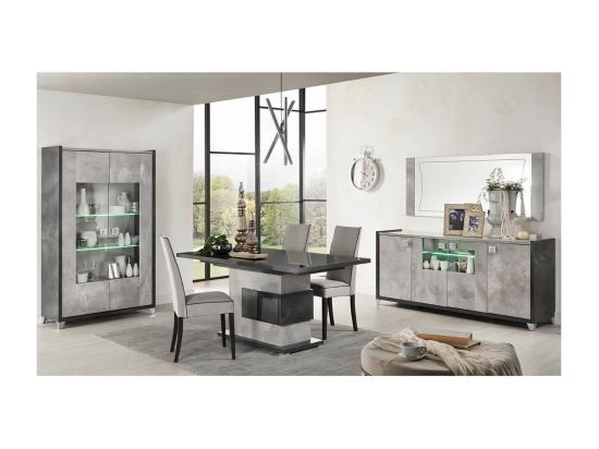 Vente Unique HOFFMAN - Vitrine 2 Portes Gris Aspect Pierre Avec Led