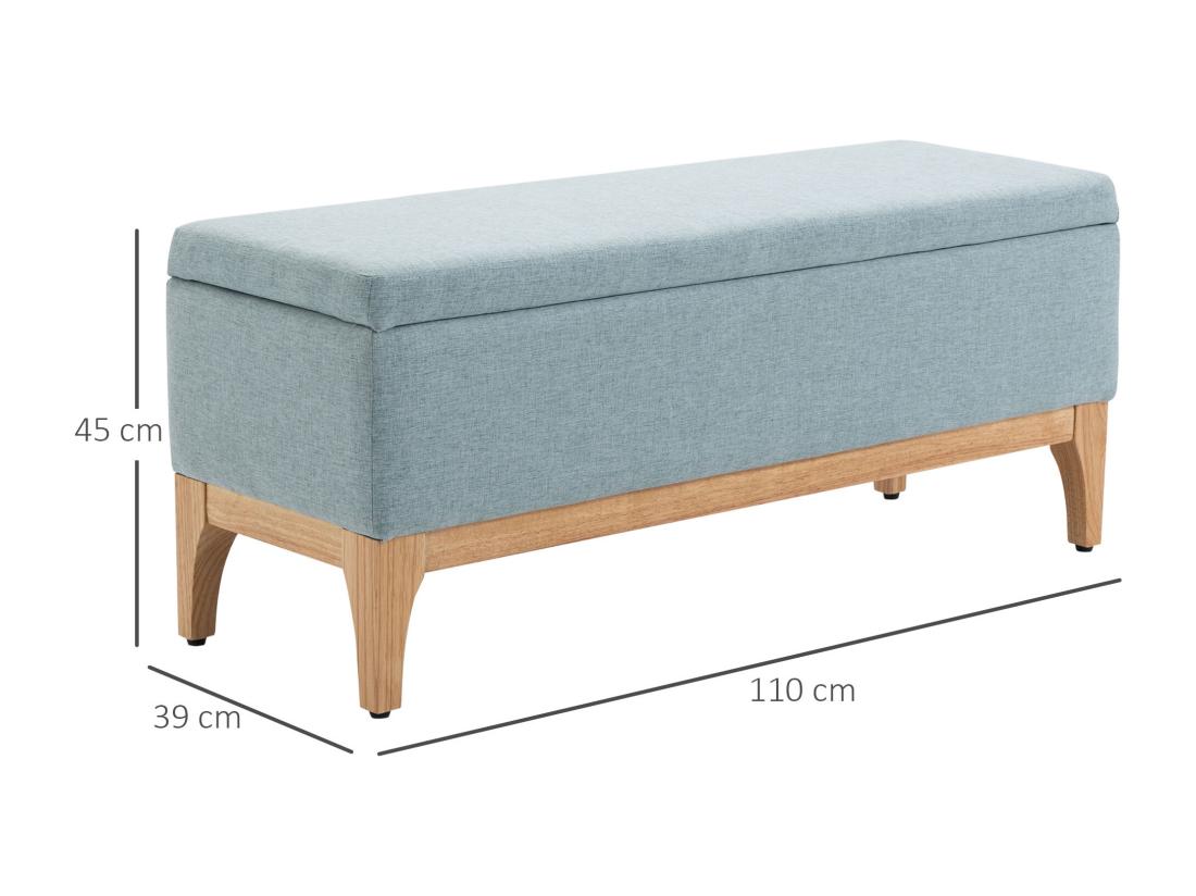 Vente Unique HOMCOM Banquette Coffre De Rangement 2 En 1 Style Scandinave Dim. 110L X 39l X 45H Cm Tissu Vert D'eau