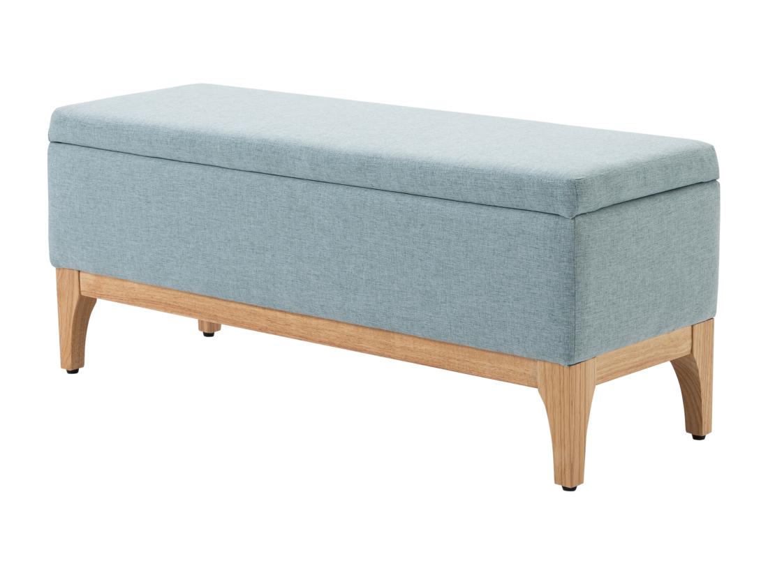 vente unique HOMCOM Banquette coffre de rangement 2 en 1 style scandinave dim. 110L x 39l x 45H cm tissu vert d'eau