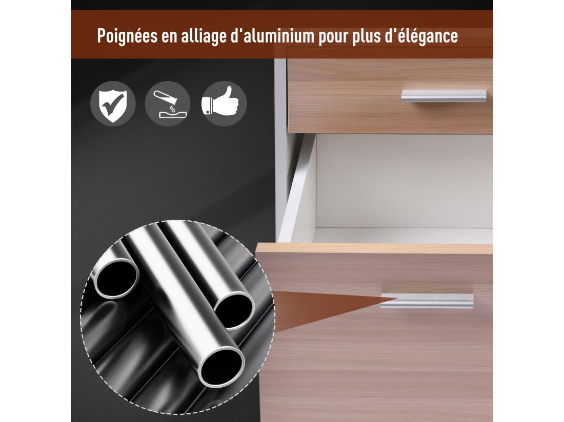 vente unique HOMCOM Bureau Informatique multimédia Design Multi-rangements 137 L x 55 l x 92 H cm chêne Blanc