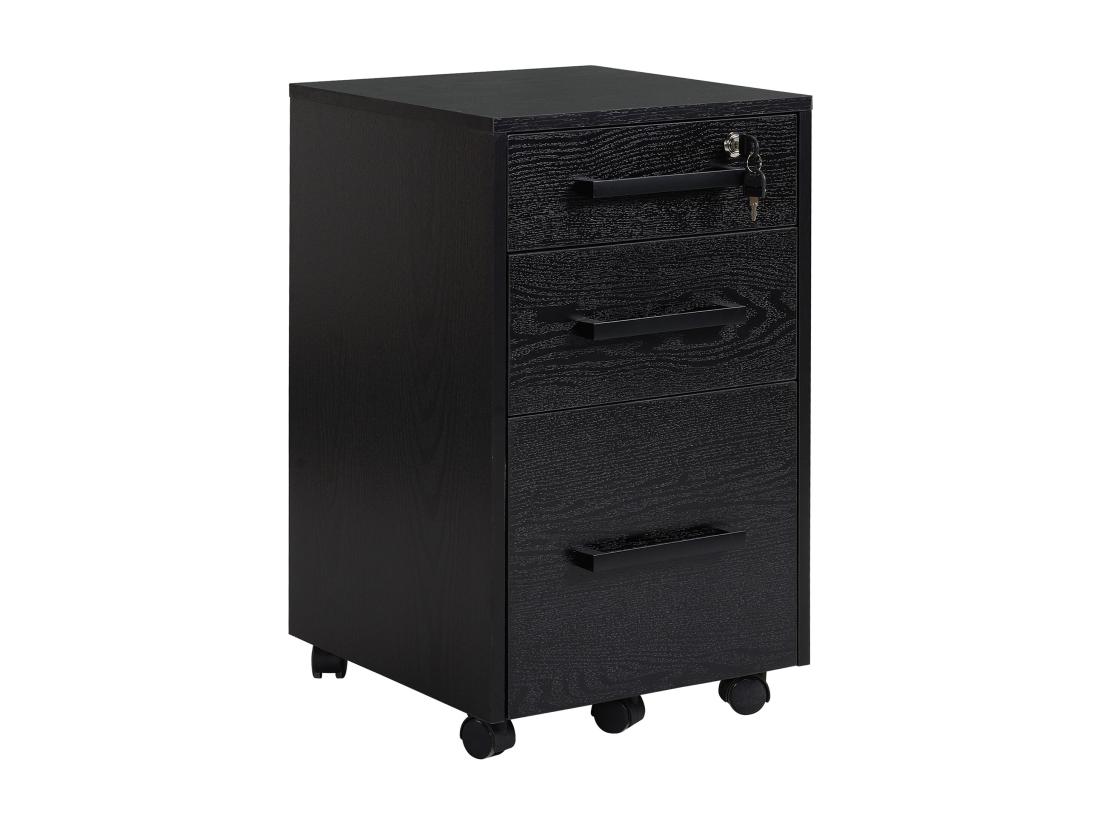Vente Unique HOMCOM Caisson De Bureau Rangement Bureau Sur Roulettes 3 Tiroirs 1 Verrouillable 1 Trieur à Dossiers MDF Panneaux Particules Noir
