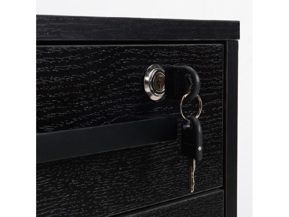Vente Unique HOMCOM Caisson De Bureau Rangement Bureau Sur Roulettes 3 Tiroirs 1 Verrouillable 1 Trieur à Dossiers MDF Panneaux Particules Noir
