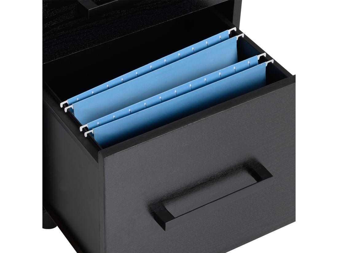 Vente Unique HOMCOM Caisson De Bureau Rangement Bureau Sur Roulettes 3 Tiroirs 1 Verrouillable 1 Trieur à Dossiers MDF Panneaux Particules Noir