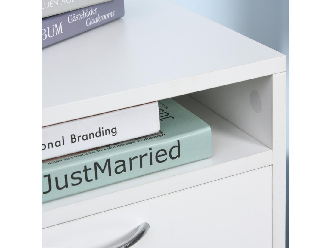Vente Unique HOMCOM Caisson De Bureau Rangement Bureau Sur Roulettes Tiroir Placard Niche Panneaux Particules Blanc