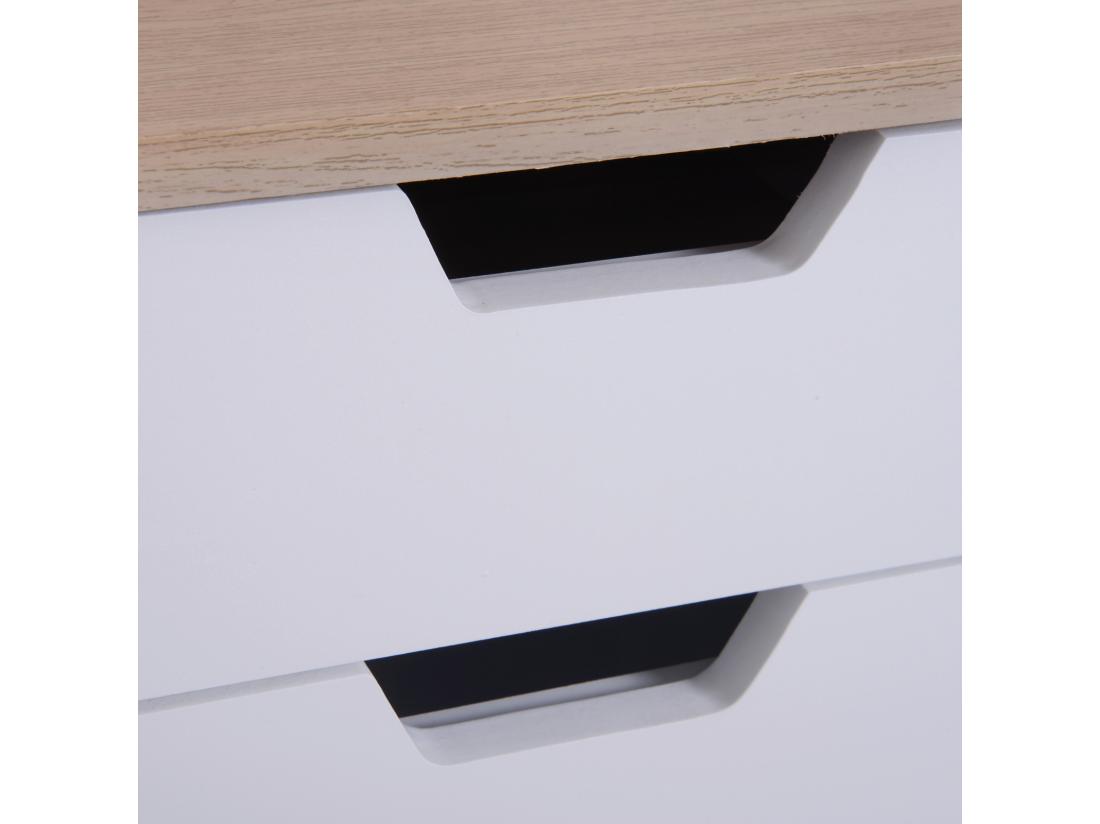 Vente Unique HOMCOM Caisson De Bureau Rangement Bureau Sur Roulettes 3 Tiroirs Coulissants Dim. 34L X 40I X 60 5H Cm MDF Blanc Bois Clair