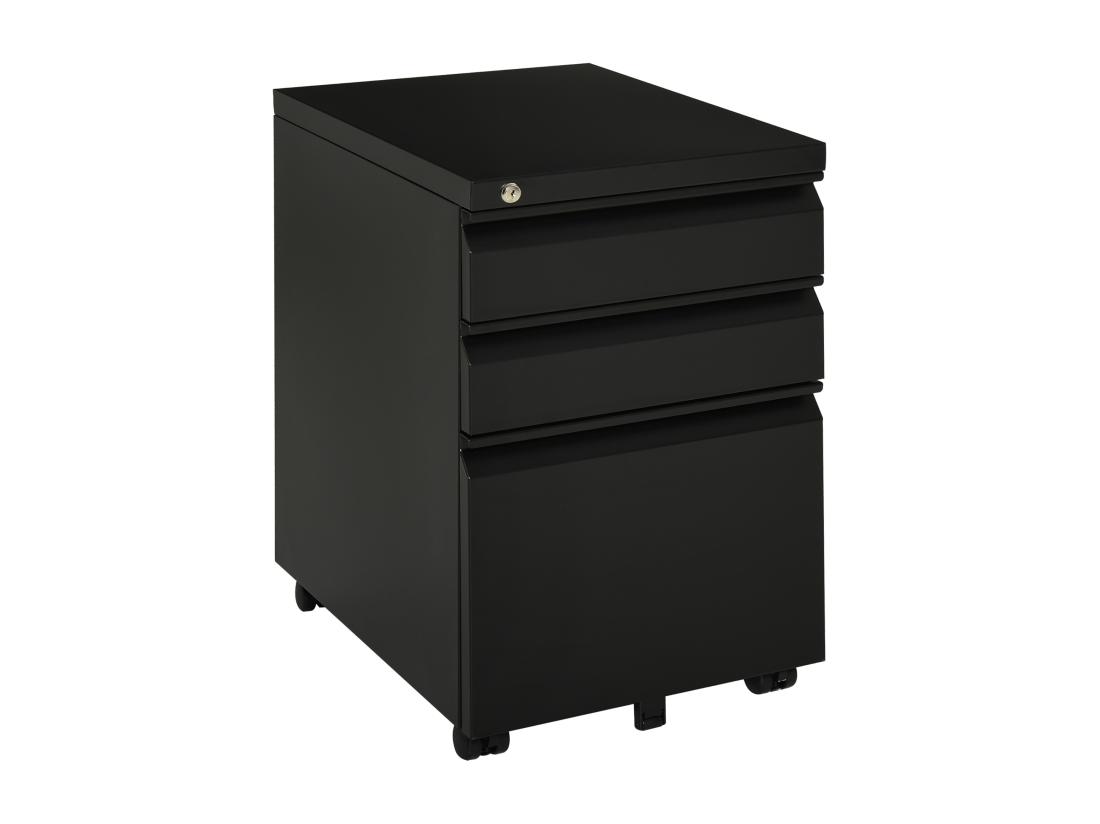 Vente Unique HOMCOM Caisson De Bureau Rangement Bureau Sur Roulettes 3 Tiroirs Verrouillables 39l X 48P X 60H Cm Noir
