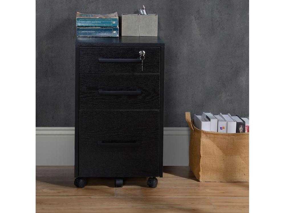 Vente Unique HOMCOM Caisson De Bureau Rangement Bureau Sur Roulettes 3 Tiroirs 1 Verrouillable 1 Trieur à Dossiers MDF Panneaux Particules Noir