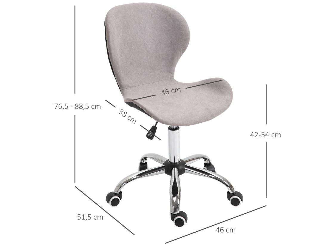 Vente Unique HOMCOM Chaise De Bureau Design Contemporain Hauteur Réglable Pivotant 360° Piètement Chromé Velours Gris