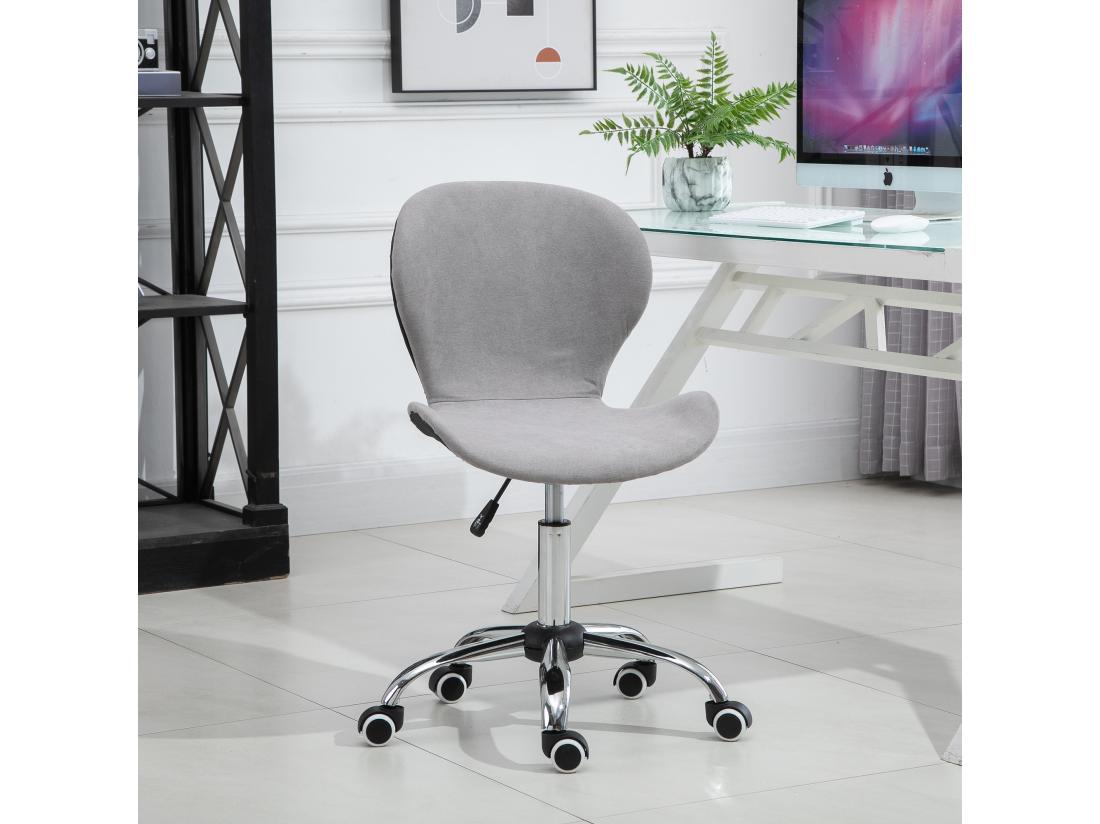 Vente Unique HOMCOM Chaise De Bureau Design Contemporain Hauteur Réglable Pivotant 360° Piètement Chromé Velours Gris