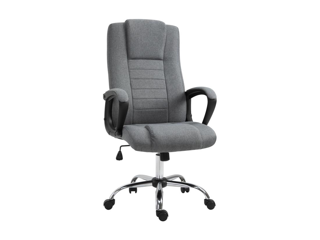 Vente Unique HOMCOM Fauteuil De Bureau à Roulettes Chaise Manager Ergonomique Pivotante Hauteur Réglable Lin Gris Foncé