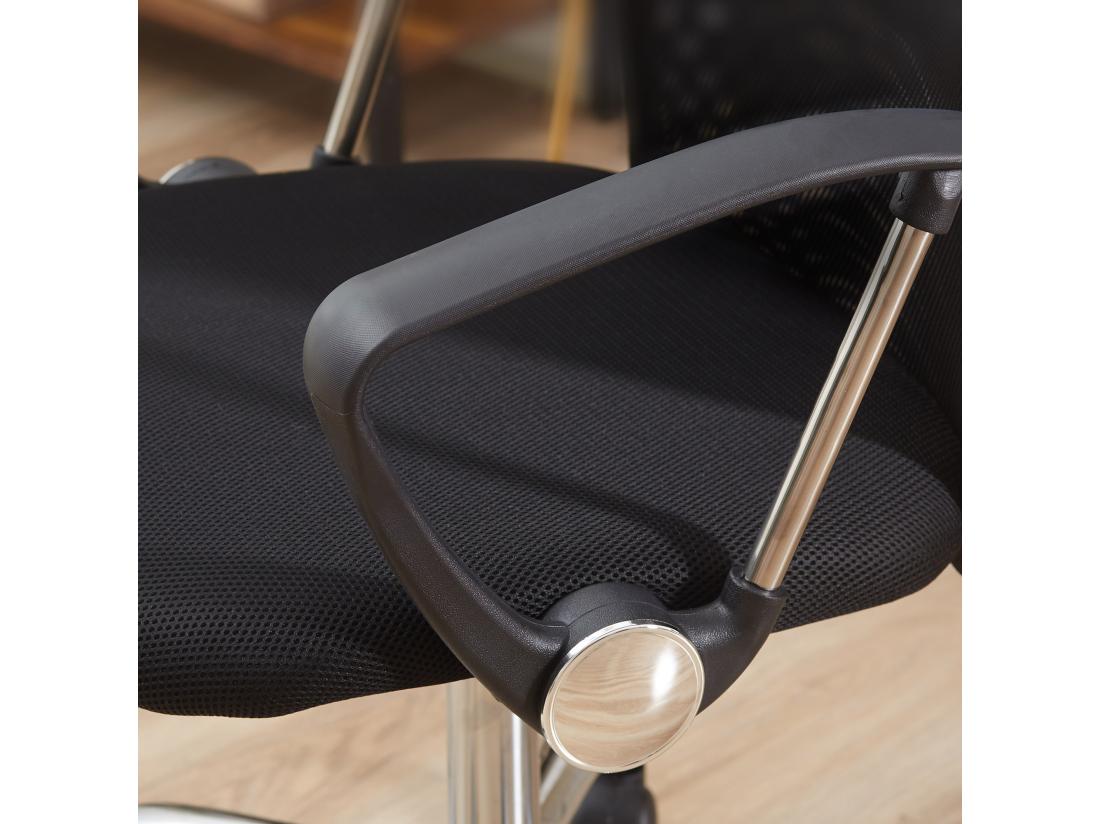 Vente Unique HOMCOM Fauteuil De Bureau Manager Grand Confort Dossier Ergonomique Hauteur Assise Réglable Pivotant Tissu Maille Noir