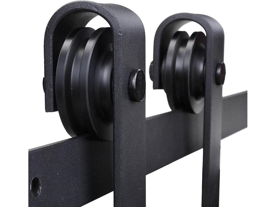 Vente Unique HOMCOM Kit De Porte Coulissante Système Galandage Pour Porte D'une épaisseur De 35-45 Mm Et Largeur Max. 1 M Charge Max. 100 Kg Acier Brun Foncé
